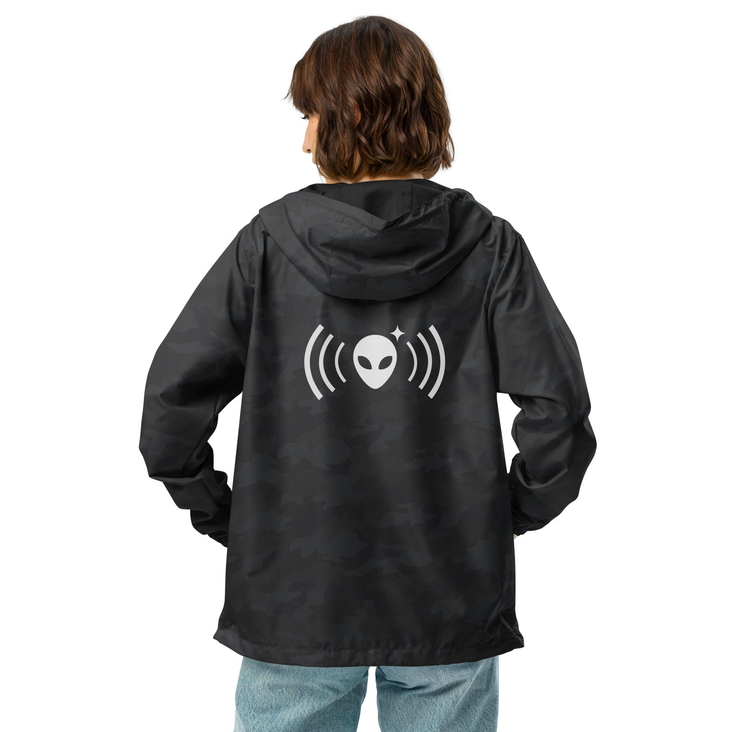 Zip-Up Windbreaker with White Alienhead Signal