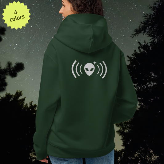 Oversized Heavyweight Alienhead Signal Hoodie | White Graphic