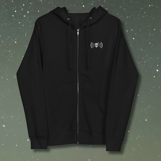 Alien Signal Zip Hoodie | White Embroidery