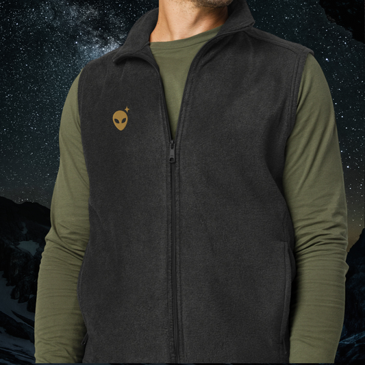Gray Columbia Fleece Vest with Bronze Alienhead