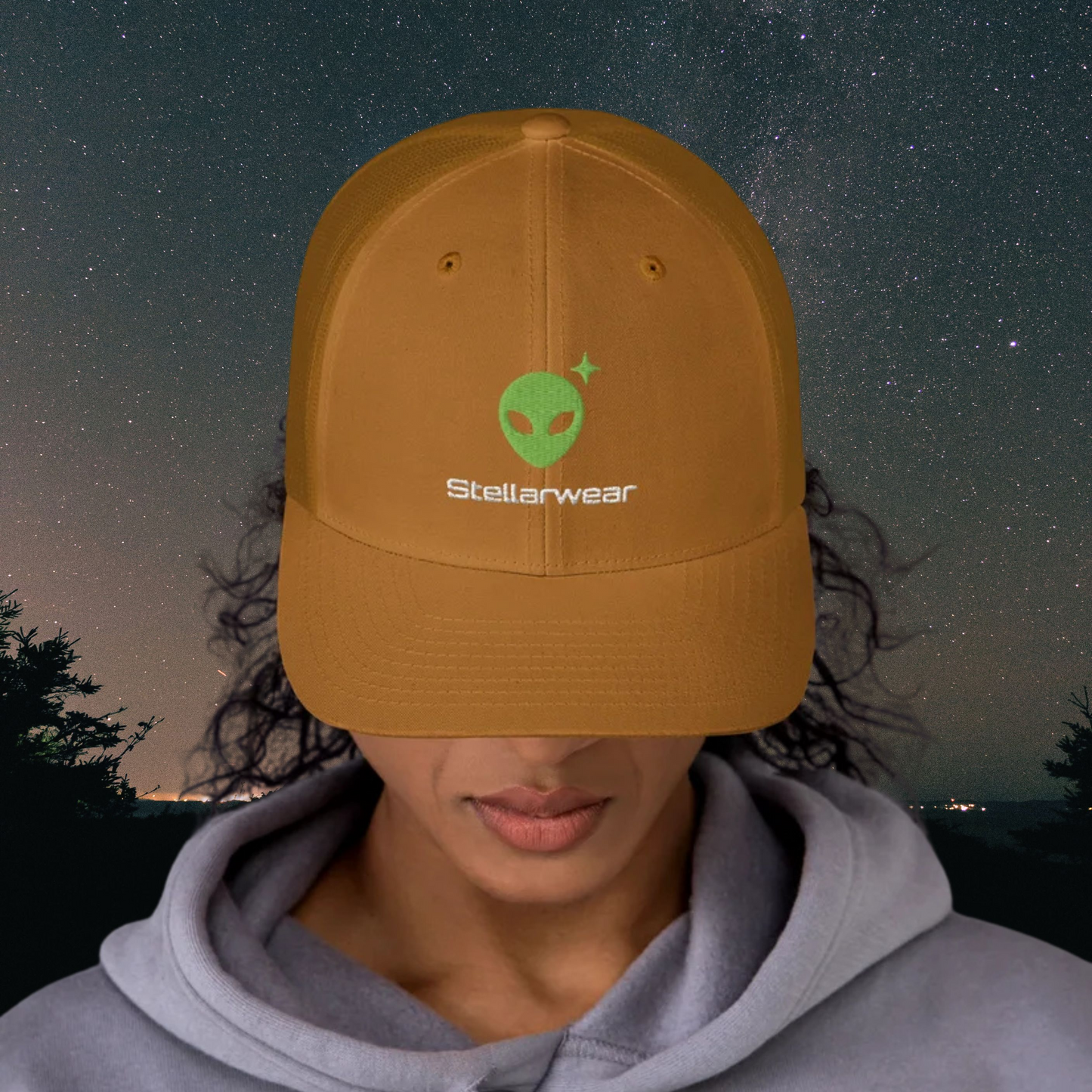 Alienhead Logo Trucker Cap | Cosmic Lime Embroidery