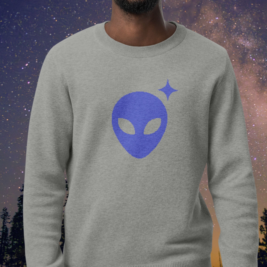 Alienhead Crewneck Sweater | Gray & Violet
