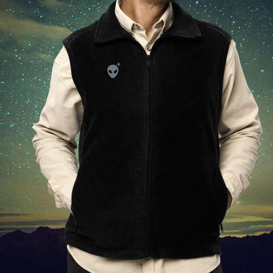 Black Columbia Fleece Vest with Gray Alienhead