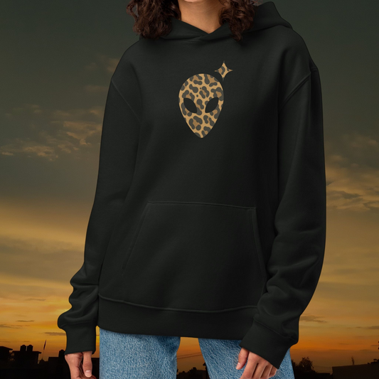 Oversized Hoodie in Brushed Fleece with Animal Print Alienhead