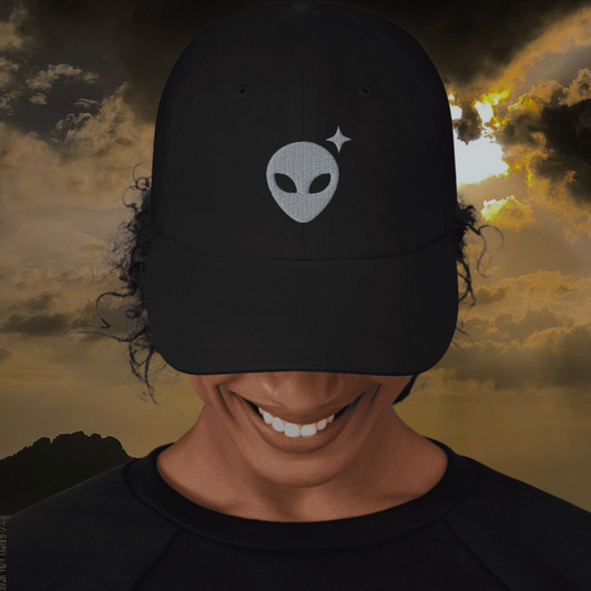 Black Dad Hat with Gray Alienhead