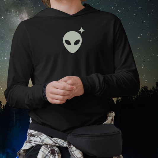 Black Alienhead Hooded Long-Sleeve T-Shirt