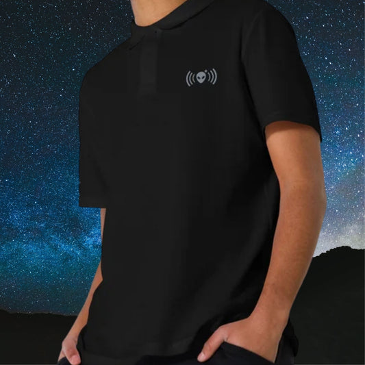 Black Polo Shirt with Gray Alienhead Signal