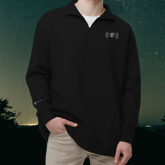 Black Fleece Pullover with Gray Alienhead Signal