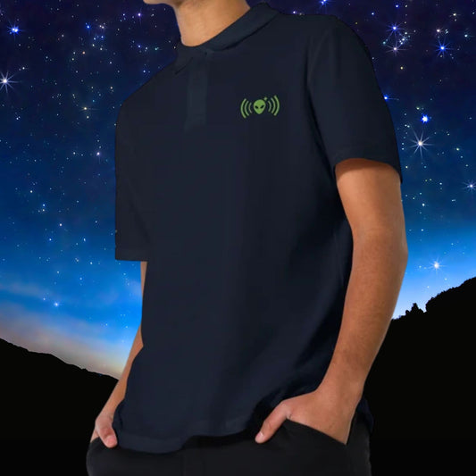 Navy Polo Shirt with Green Alienhead Signal