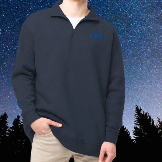 Navy Fleece Pullover with Royal Blue Alienhead Signal