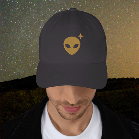 Dark Gray Dad Hat with Bronze Alienhead