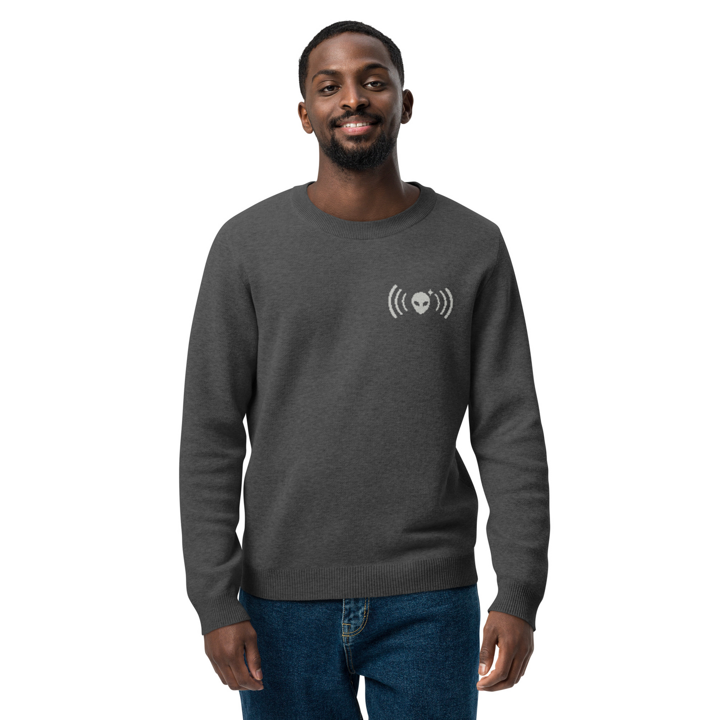 Alienhead Signal Crewneck Sweater | Charcoal & Light Gray