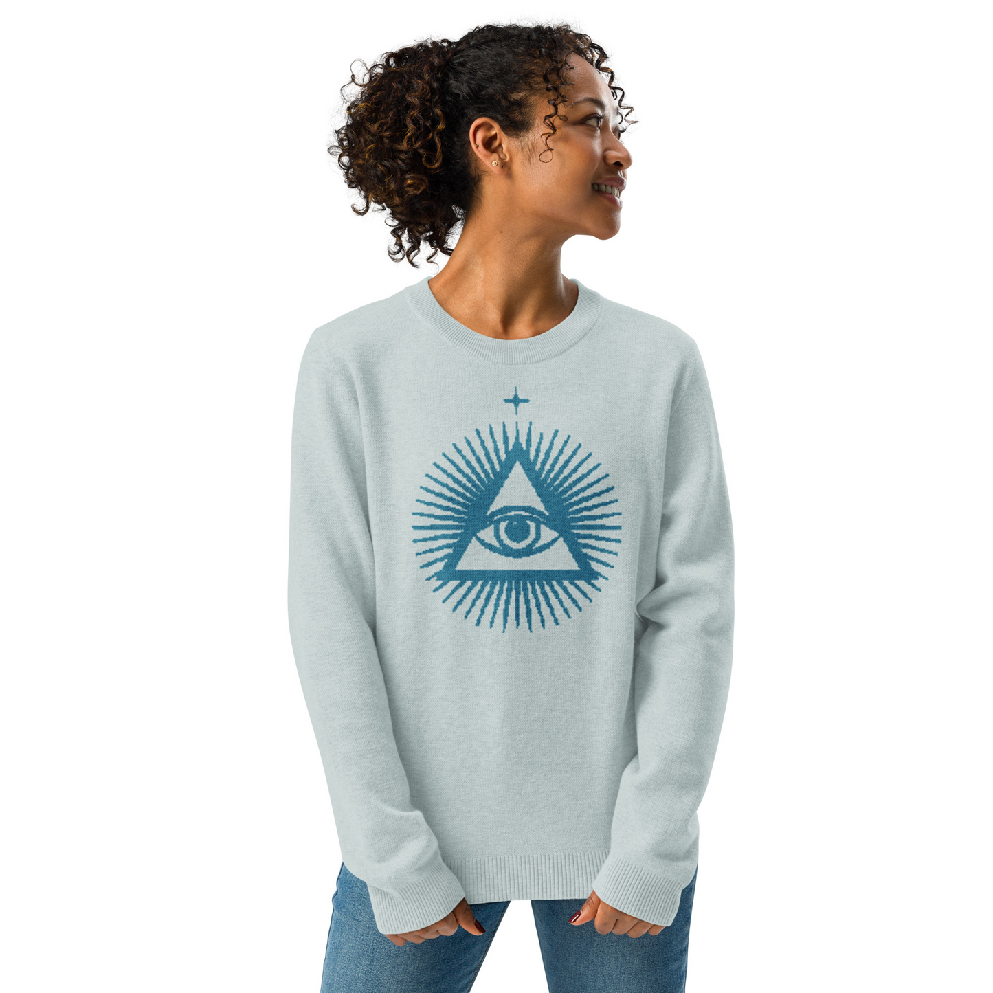 The Watchers Crewneck Sweater | Powder Blue & Turquoise