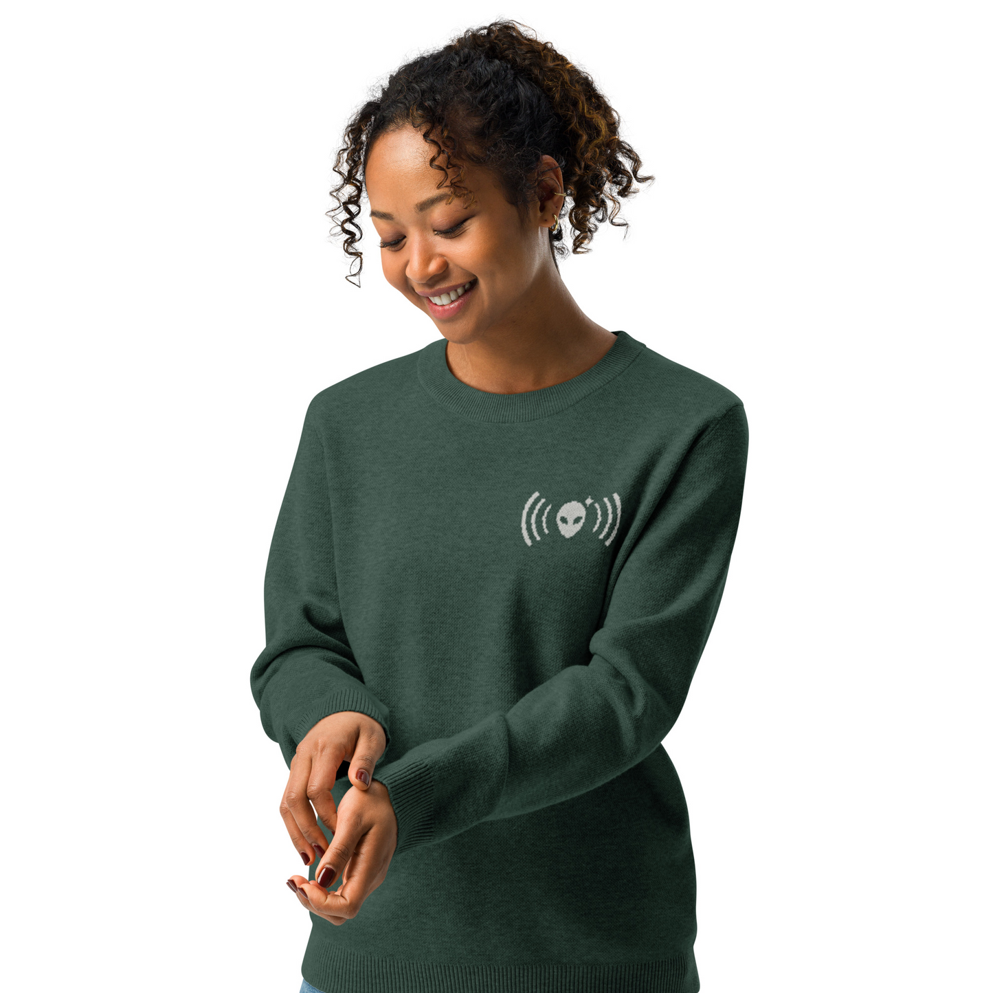 Alienhead Signal Crewneck Sweater | Forest & Light Gray