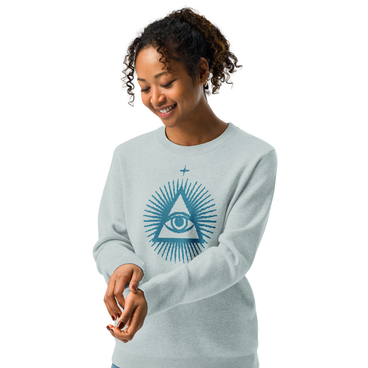 The Watchers Crewneck Sweater | Powder Blue & Turquoise