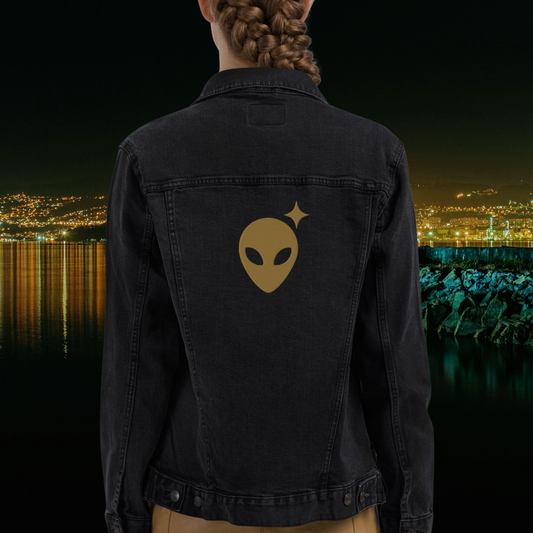 Denim Jacket with Bronze Alienhead