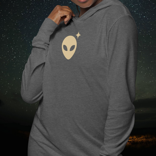 Gray Alienhead Hooded Long-Sleeve T-Shirt