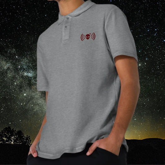 Gray Polo Shirt with Maroon Alienhead Signal