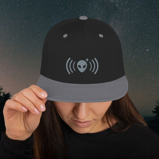 Black & Space Gray Alienhead Signal Snapback Hat | Space Gray Embroidery