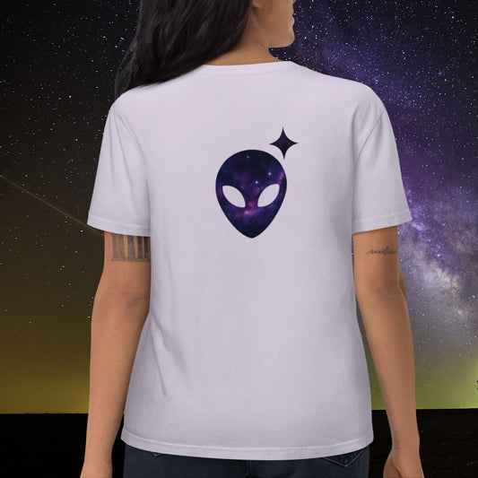 Lavender T-Shirt with Galaxy Print Alienhead | Organic Cotton