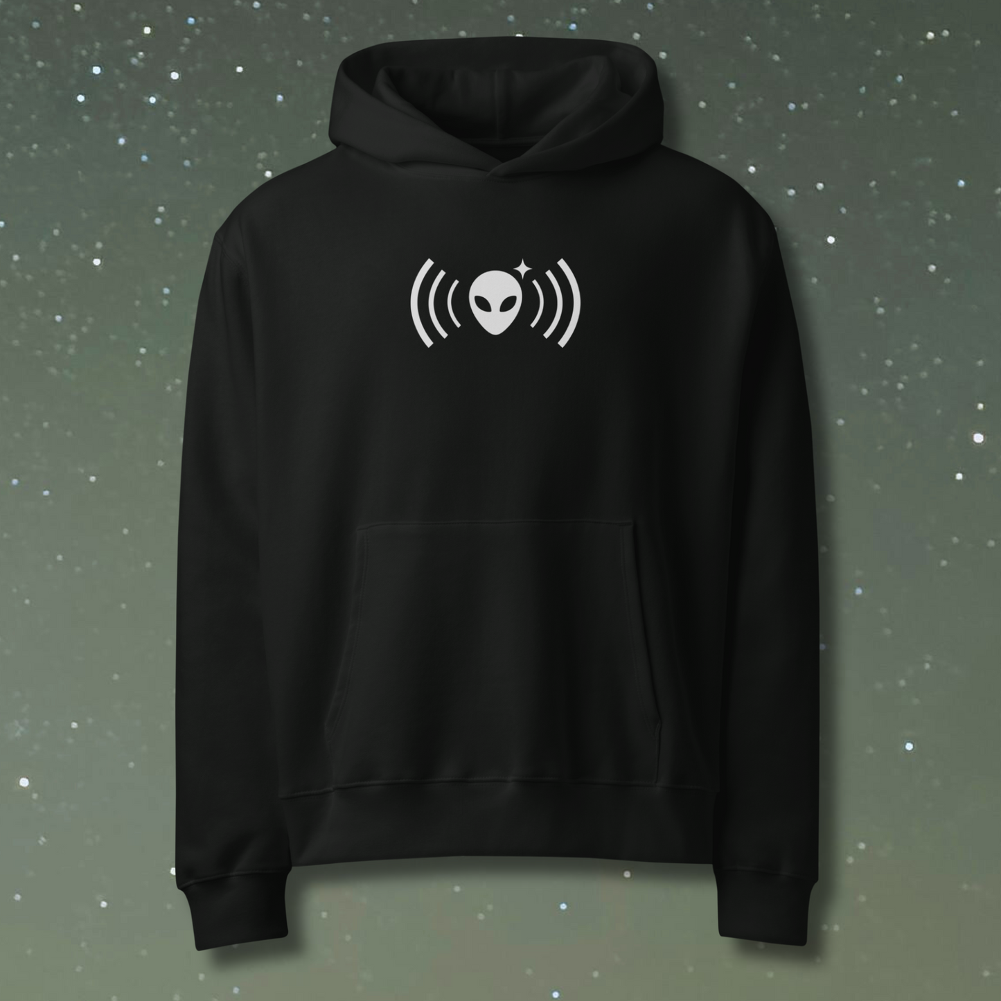 Oversized Heavyweight Alien Signal Hoodie | White Graphic