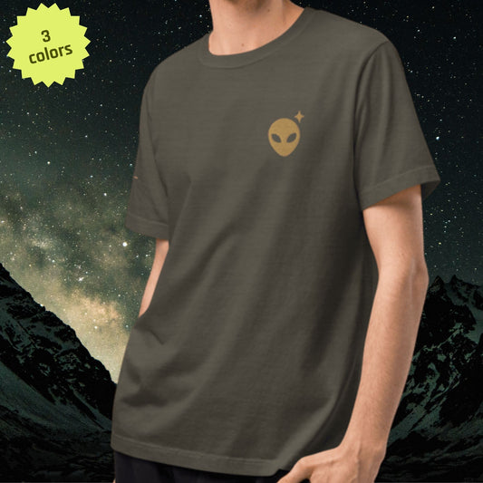 Oversized T-Shirt with Bronze Embroidered Alienhead