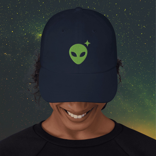 Navy Dad Hat with Green Alienhead
