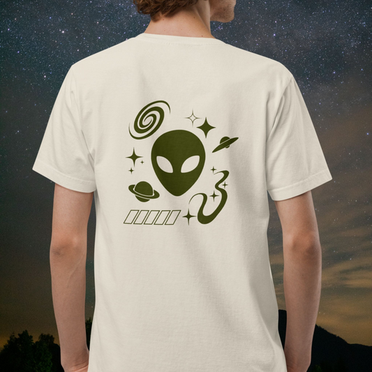 Cosmic Voyager T-Shirt |Olive Green Graphic