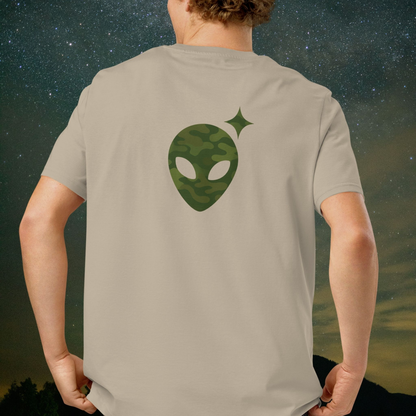 Camo Print Alienhead T-Shirt | Organic Cotton