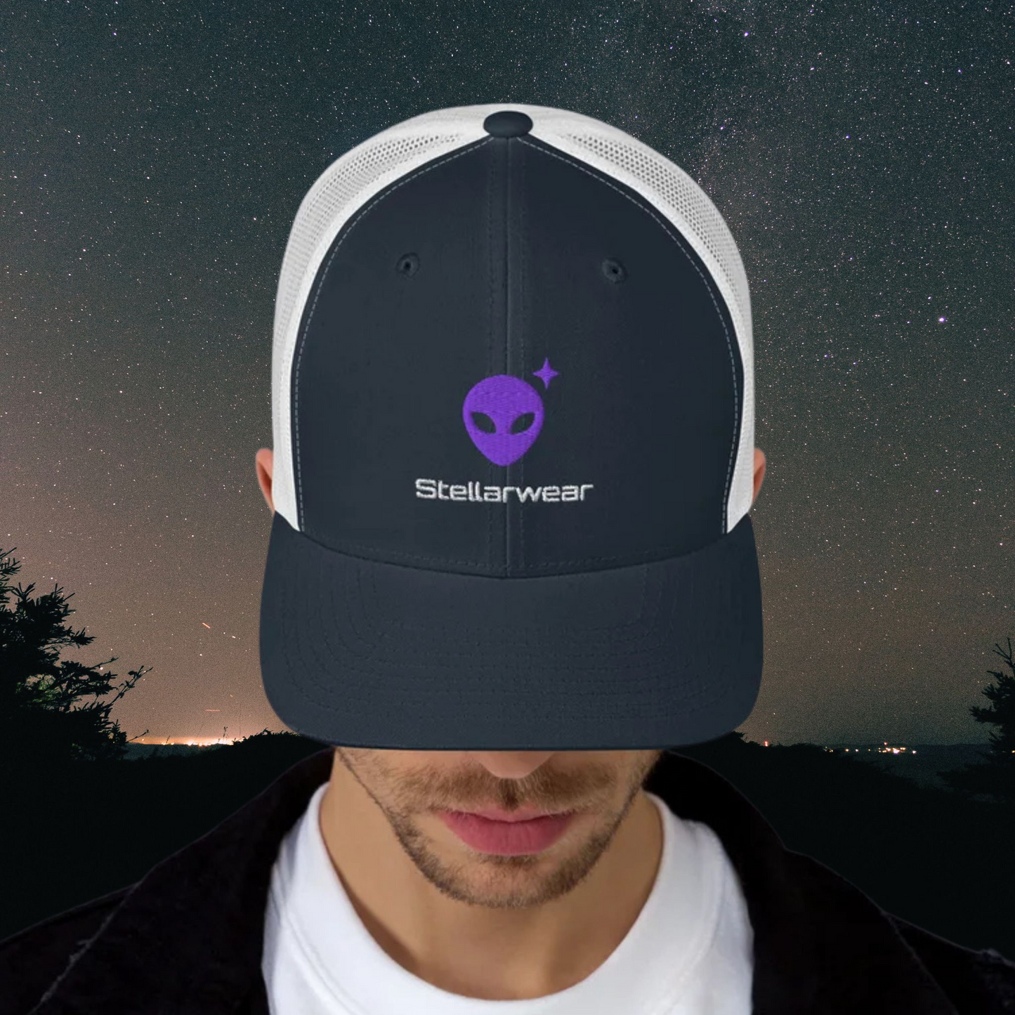 Alienhead Logo Trucker Cap | Nebula Violet Embroidery