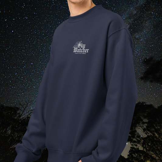 Heavyweight Skywatcher Sweatshirt | White & Gray Embroidery