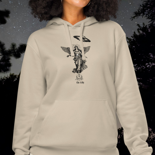 The Lady Hoodie | Black Graphic | Organic Cotton