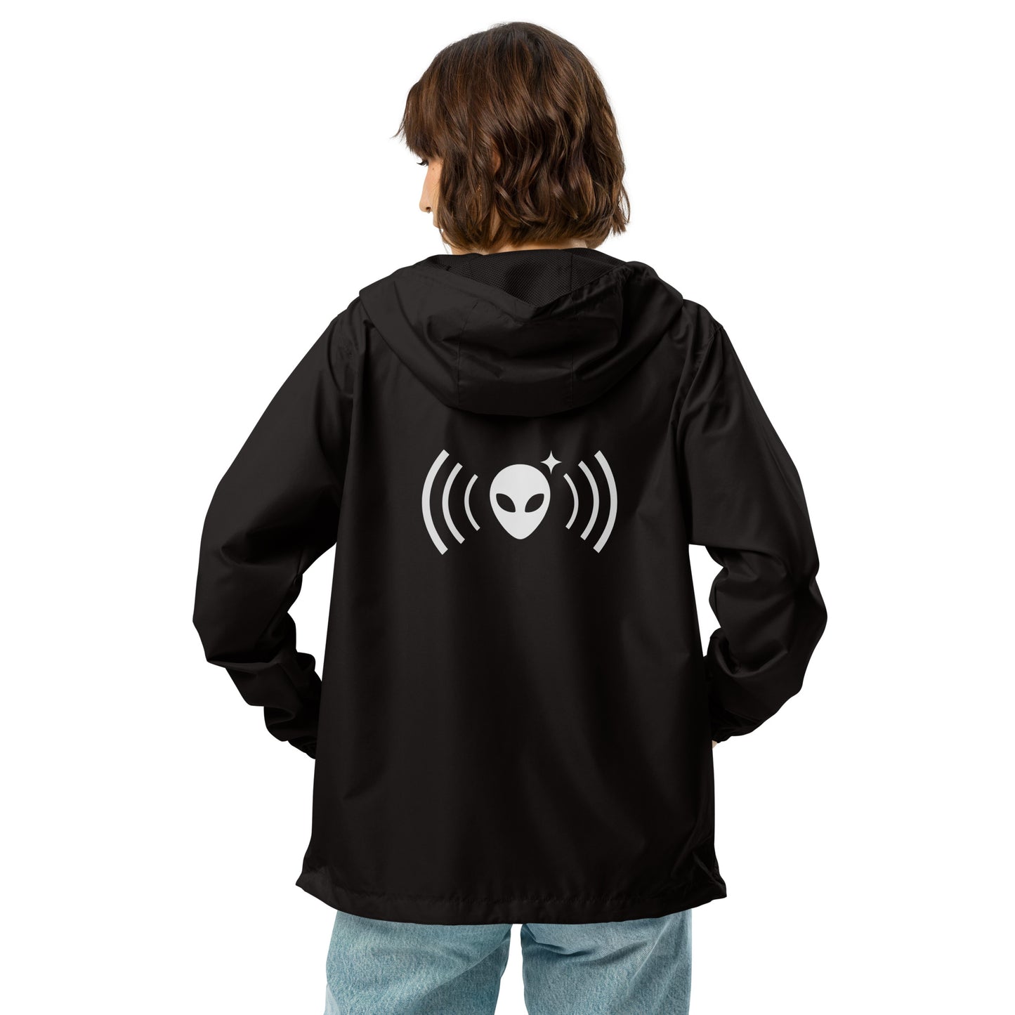 Zip-Up Windbreaker with White Alienhead Signal
