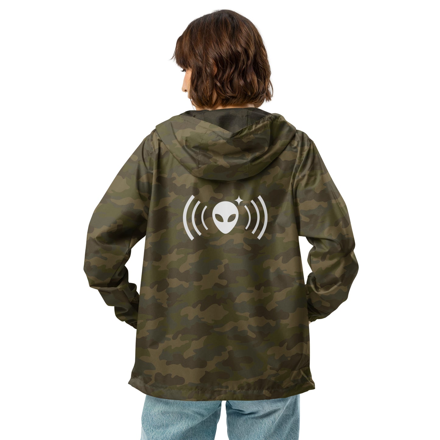 Zip-Up Windbreaker with White Alienhead Signal