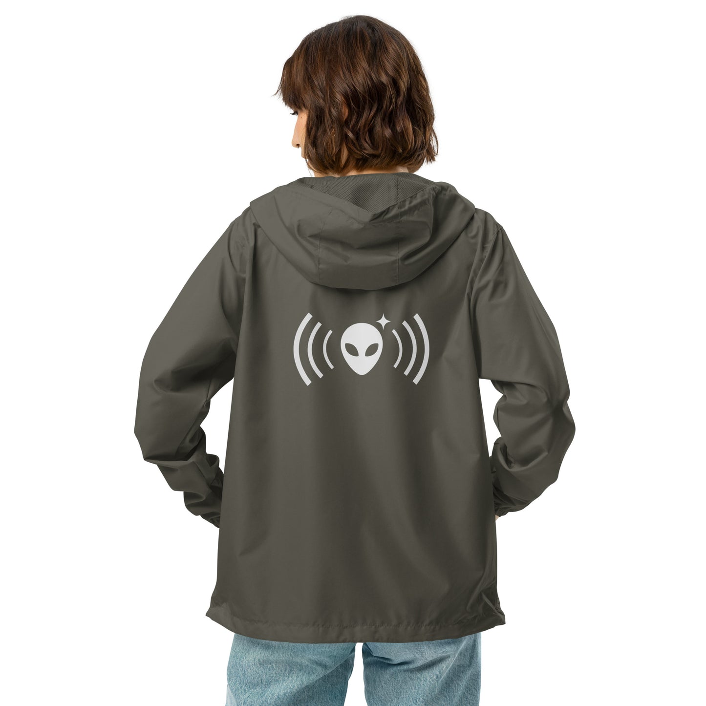 Zip-Up Windbreaker with White Alienhead Signal