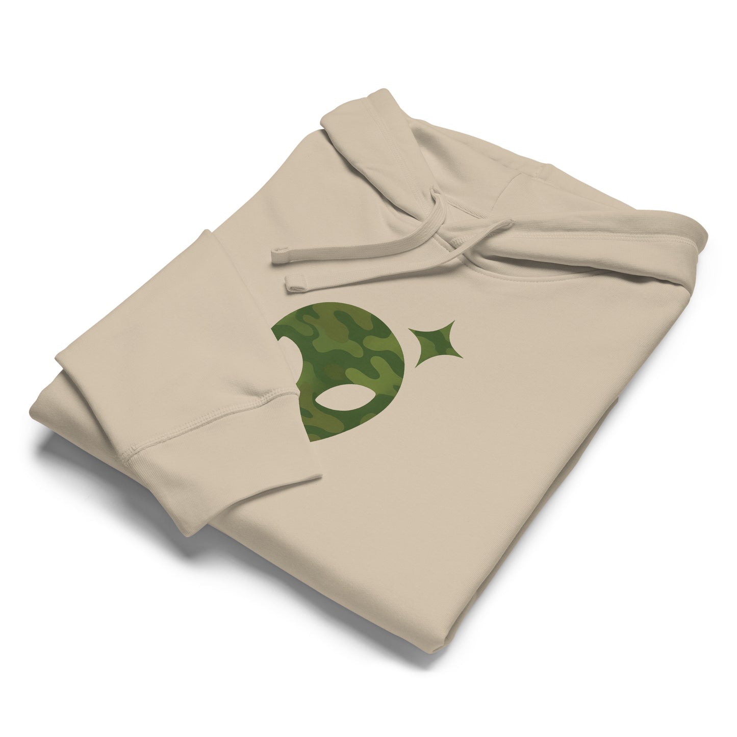 Khaki Hoodie with Camo Alienhead | Organic Cotton