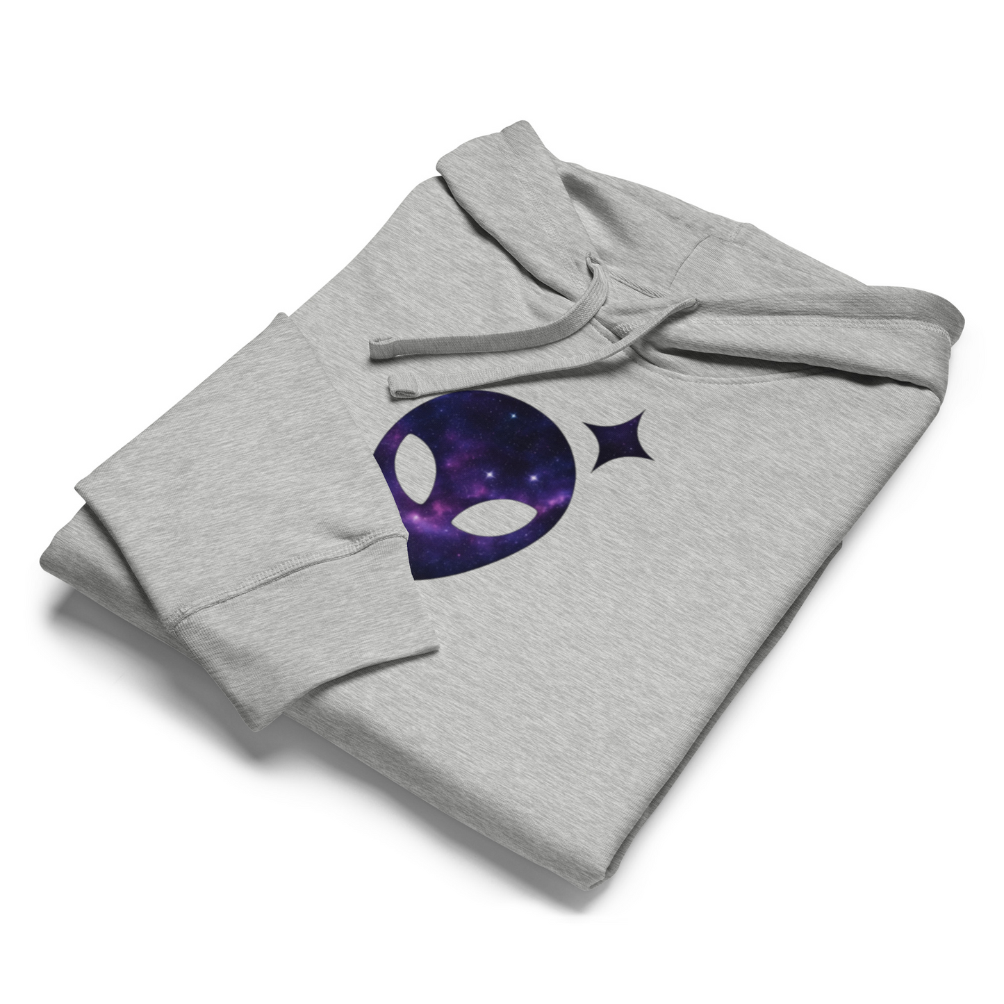 Gray Hoodie with Galaxy Print Alienhead | Organic Cotton