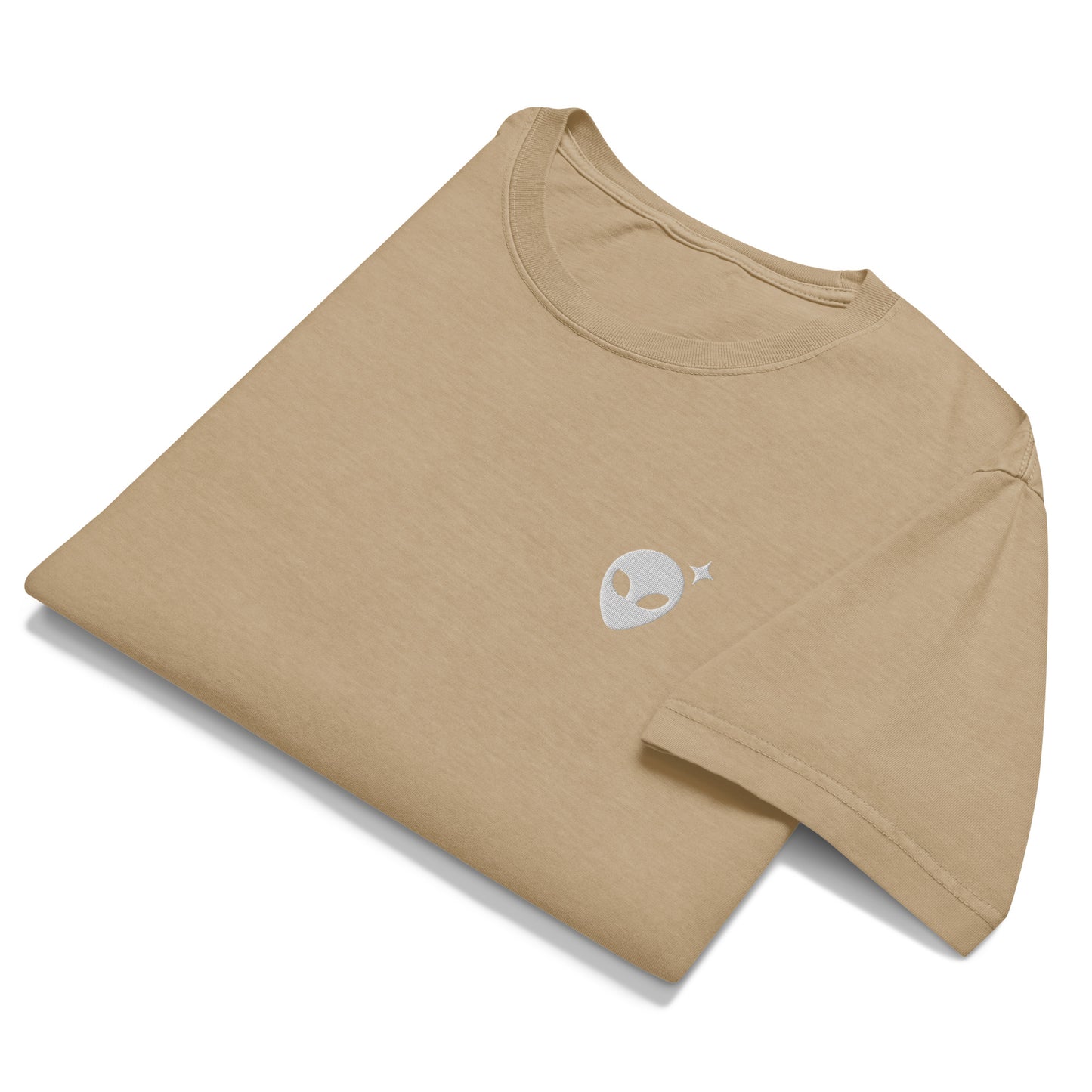 Minimalist T-Shirt with White Embroidered Alienhead