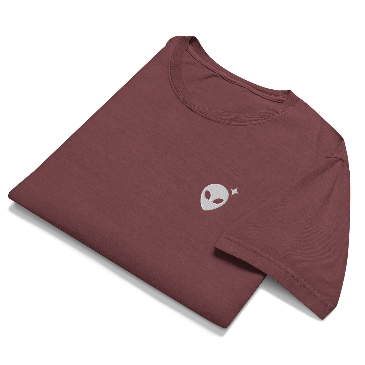 Minimalist T-Shirt with White Embroidered Alienhead