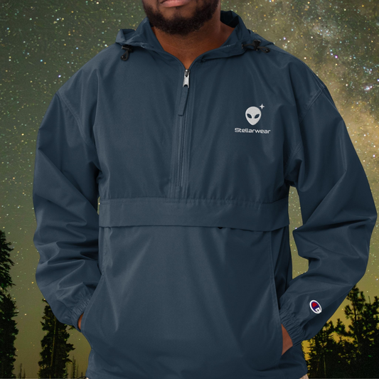 Alienhead Logo Embroidered Windbreaker | Navy & White